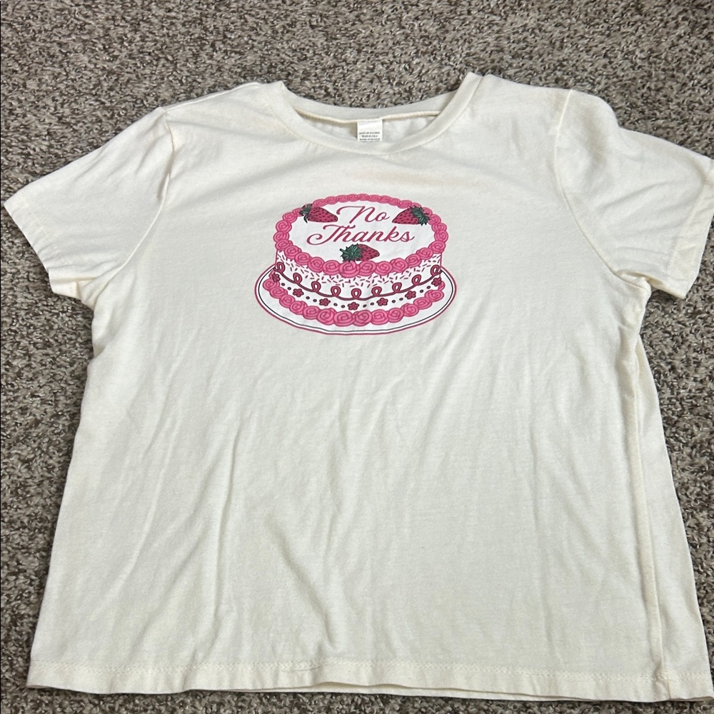 Graphic Tee with Pink Cake Design
